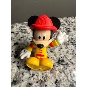 Disney Mickey Mouse Firefighter Toy Figurine Yellow Red